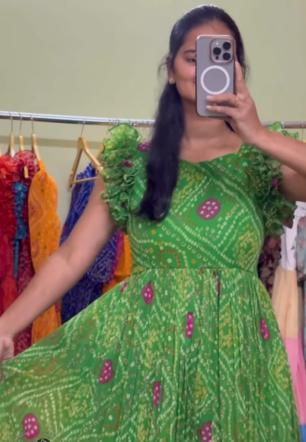 Emerald Charm – Crush Chiffon Dress