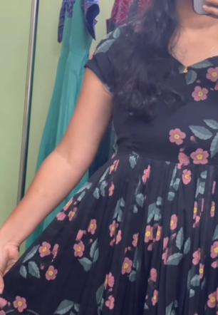 Midnight Floral Charm – Pure Chiffon Maxi Dress