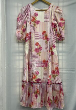 Blush Pink Floral Grace – Mul Cotton Maxi Dress