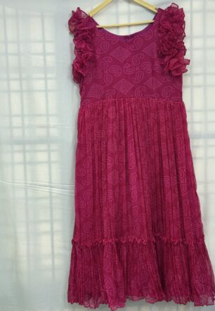 Rani Pink Paisley Crush Chiffon Maxi Dress